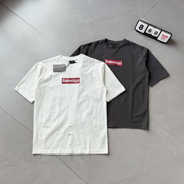 供250 【纯原臻品 】【顶级原版复刻】 - Blcgsup联名Box印花破洞宽松休闲百搭短袖 情侣款 - 潮流情侣看过来！Blcg与Sup的梦幻联名——Box