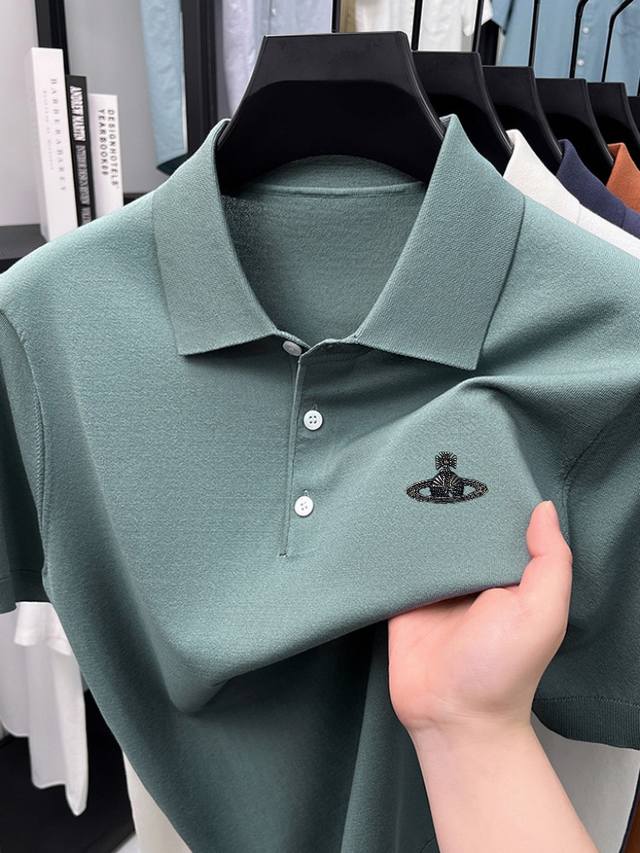 p220 西太后 2025夏季新款翻领针织Polo衫短袖袖T恤 高端精品在售52%新疆长绒棉和48%日本冷感纤维由进口横机纺织的针织衫，吸湿排汗亲肤透气，不易变