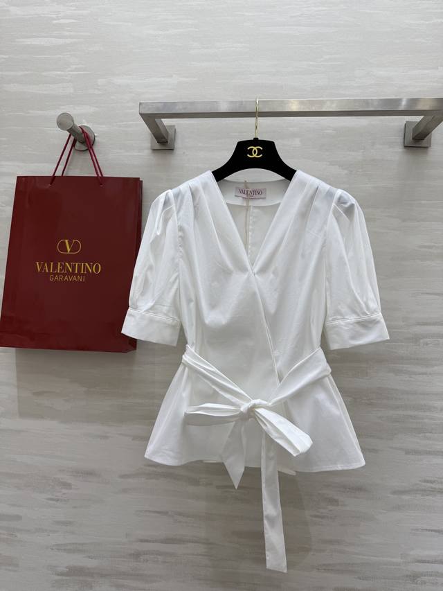 #Valentin2Ss绑带宫廷风短袖泡泡袖衬衣 本布腰带绑带收腰 高品质定制 现货首发Size：S/M/L（S码胸围：94，衣长：59）P320