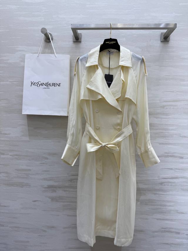 #Ysl2春夏新款 天丝风衣 高品质 现货首发Size：S/M/L（S码胸围：114， 衣长：114）P490