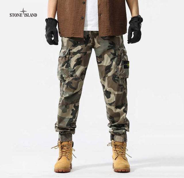 上新 ！！ ！！！ Stone Island石头岛 高品质棉织 夏季薄款迷彩潮牌复古宽松立体大口袋机能束脚工装裤 高街超级爆款 海内外人气爆款∽ 采用国标舒适健