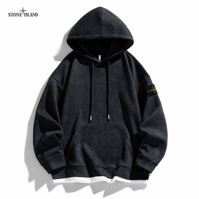 上新 ！！ ！！！ Stone Island石头岛 假两件扎染宽松落肩户外休闲系列连帽卫衣外套 男女潮款 采用国标棉纤针织面料 亲肤透气舒适有质感 炒鸡火爆∽