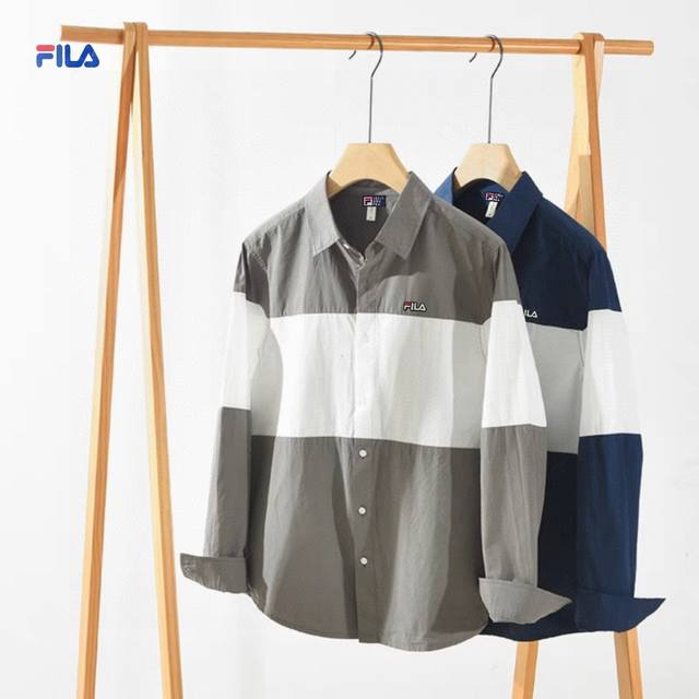 上新 ！！ ！！！ Fila 斐乐 专柜品质英伦格调拼色时尚百搭长衬衣外套 原单进口面料 超人气单品 面料舒适绗缝经典个性设计 帅气十足 不管你是什么款搭配都非