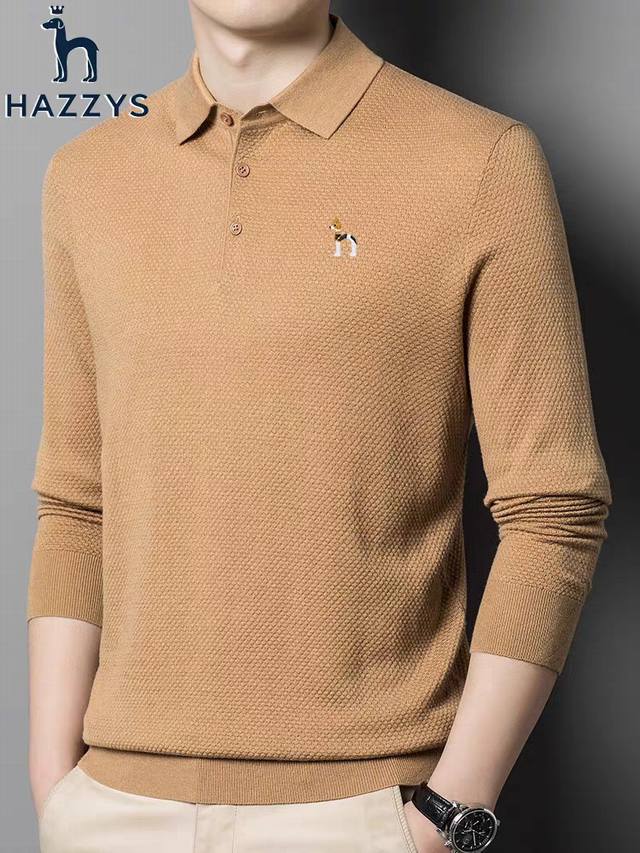 Hazzys 哈吉斯男士丝光华夫格Polo衫 重温经典 25新款高货 双门襟商务休闲纯色翻领短袖Polo衫 男女同款线上柜子同步有售1290++ 贸易公司订单