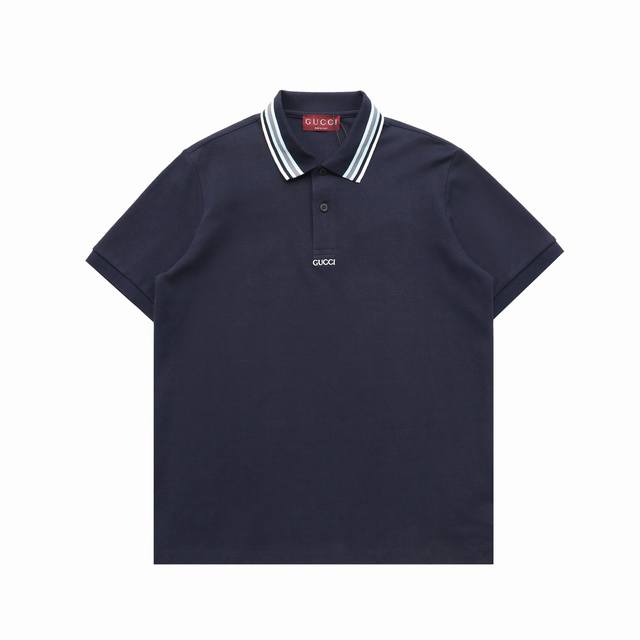 顶级复刻版本] 品名: Gucci 古驰 新款刺绣Logo微标休闲Polo短袖T恤 款号：65023 颜色：藏蓝 杏色 尺码：M-Xxl 面料: 高密度定制珠地