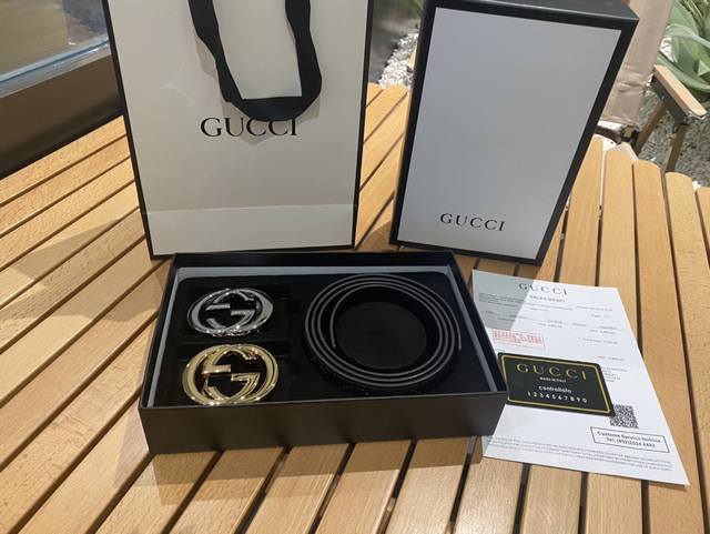 上新！ ，配专柜全套包装！古驰Gucci 双扣头皮带男士配全套包装无以伦比的配饰正能量冲击所有男神圣装 爱美之心对菲期待 幻想每个新款都来自天使壁画般的天马行空