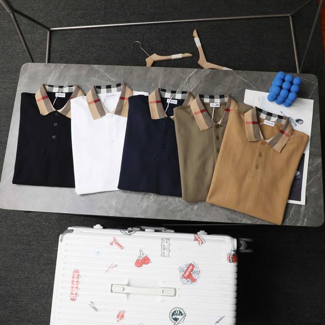 顶级复刻 高端定制 - Burberry 巴宝莉 经典款翻领Polo衫休闲短袖T恤 - 款号：5001 - 颜色：黑色 白色 卡其 宝蓝 墨绿 - 购入原版开模