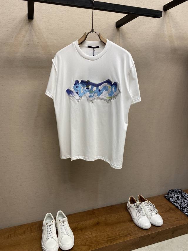 顶级最高版本 Lv路易威登Louis Vuitton 驴家1V 经典刺绣蘑菇图案字母半袖T恤短袖 男女同款 情侣款 宽松版型 最高版本 原版面料 高版本 高品质