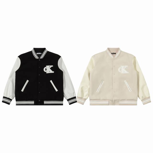 Calvinklein Ck 25Ss 新款刺绣皮标字母棒球服外套夹克 今年格外火爆 棒球服外套，市场各级版本都有 细节你们一定要对比 最牛X的实力品控 生产研