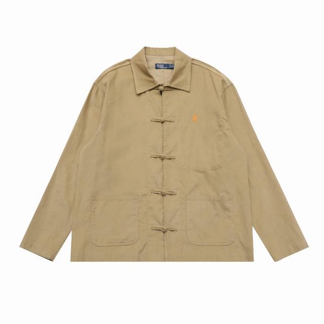 顶级复刻版本 Ralph Lauren 拉夫劳伦中式刺绣灯芯绒复古长袖衬衫唐装外套 - 款号：W247012 - 颜色：黑色 卡其色 藏青色 - 顶级复刻版本