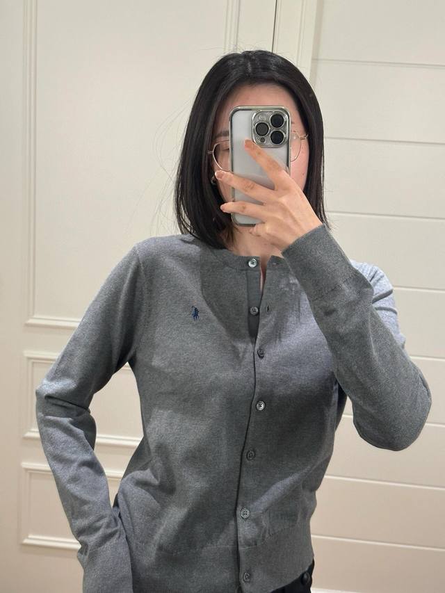 上新 拉夫劳伦Ralph Lauren纯色圆领基础小马刺绣Logo针织开衫长袖外套 主供平台直播 P实体 Zp品质1:1打版，柜台品质，细节品质独一家 进口品质