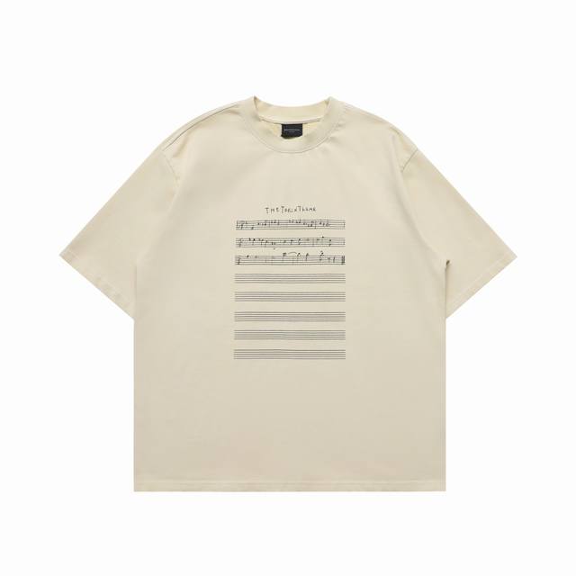 顶级复刻版本 Balenciaga 巴黎世家音符五线谱印花圆领休闲短袖T恤 面料: 280G重磅纯棉，随意对比 规格采用实打实280G 100%纯棉 定织定染！