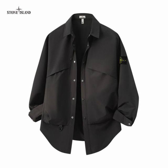 上新 ！！ ！！！ Stone Island石头岛 高品质全棉欧双袋时尚水洗长袖牛仔衬衣外套 高街达人潮款∽ 采用国标棉纤面料 轻酵保色工艺 亲肤透气舒适有质感