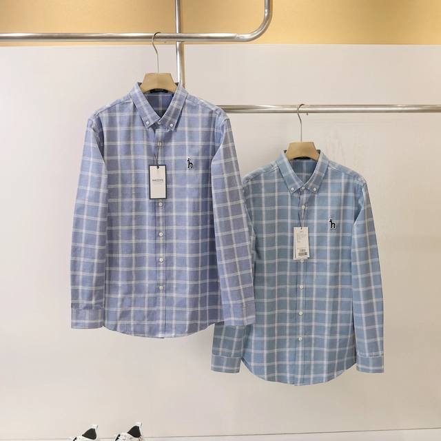Hazzys 哈吉斯男士长袖衬衫上衣春季新款舒适休闲格子衬衣外套潮流 都市精英，英欧美风男装，绅士既视感 国外设计品牌 主打一个性价比 100%棉面料搭配修身版