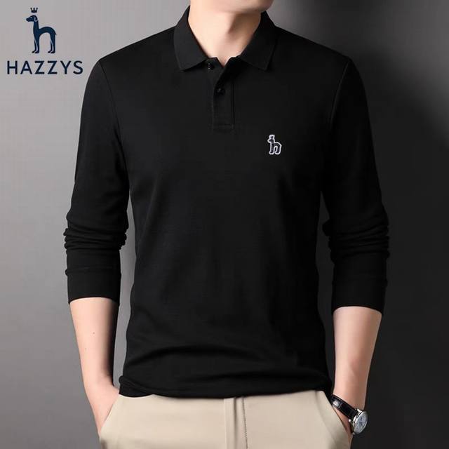 Hazzys 哈吉斯黑狗男士丝光华夫格Polo衫 重温经典 25新款高货 双门襟商务休闲纯色翻领短袖Polo衫 男女同款线上柜子同步有售1290++ 贸易公司订