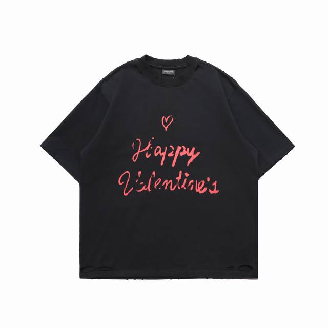 顶级复刻版本] 品名: Balenciaga 巴黎世家 做旧款手绘圆领短袖T恤 款号：637254 尺码：Xs-L 颜色：黑色 白色 面料: 280克重磅双纱纯