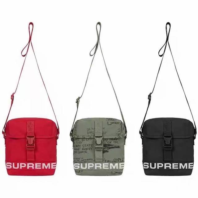 Supreme 单肩包 Sup字母满印字母腰包 多功能运动包！单肩包斜挎包腰包跑步手机包骑车运动小包 颜色：黑色 绿色 红色
