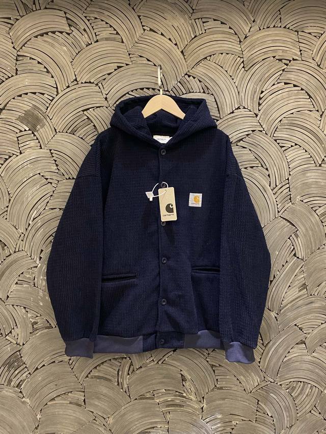 Carhartt卡哈特 加厚内里加绒华夫格绣标棉服外套情侣款 Color: 藏青色 Size: M-Xl M 肩宽59 胸围116 衣长67 Cm L 肩宽60