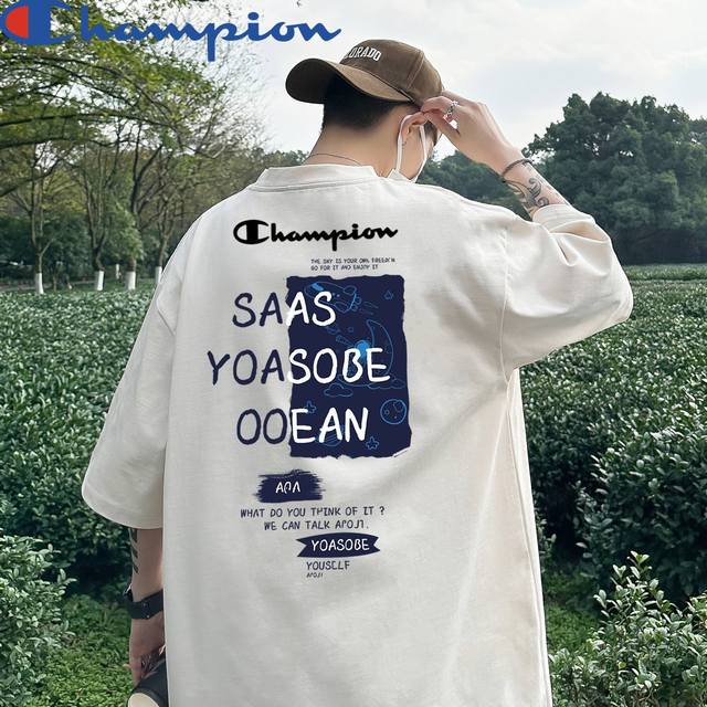 Champion 冠军经典情侣款短袖T恤 .. 青岛代工厂P出品 面料采用220G纯棉精梳棉面料，是炒鸡舒服手感有质感的棉，拒绝市面普通版本，面料很柔软，很细腻