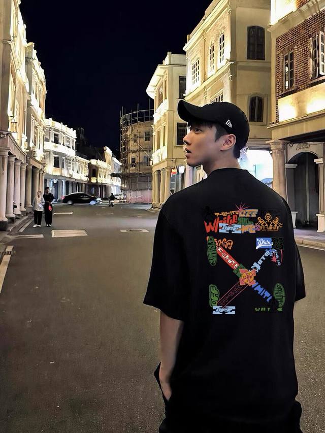 260G重磅纯棉 耐克 Nike Off-White 联名系列 艺术插画涂鸦徽标 短袖T恤 男女同款 半袖 情侣款 面料工艺： 1.260G重磅纯棉，100%棉