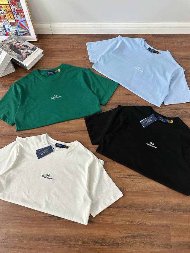 Ralph Lauren 拉夫劳伦25Ss夏季新款英文字母刺绣圆领T恤 颈部主标Logo有二维码标，可以扫码验证，并且细节英文字母Logo刺绣全部高密度，全部进