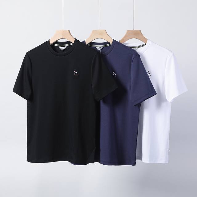 尺码170---190Hazzys哈吉斯2025夏季新款大Logo剌绣休闲宽松棉质短袖T恤男款 100%纯棉，采用高品质纯棉面料，柔软舒适，气性好，适合夏季穿着
