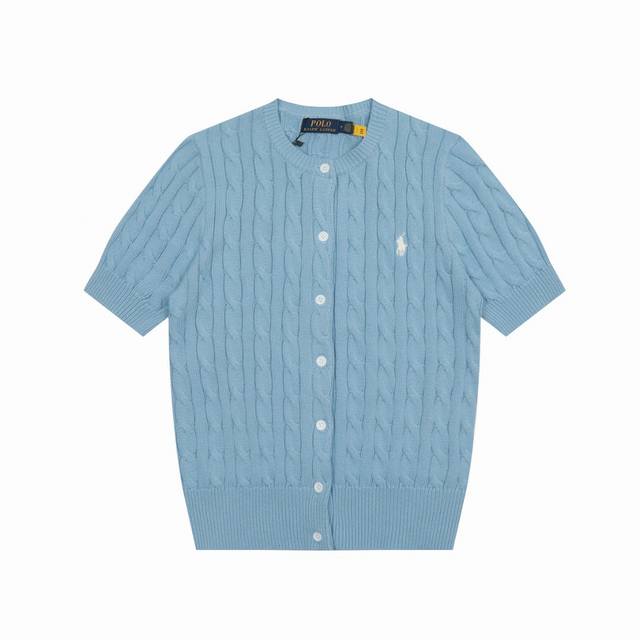 拉夫劳伦Ralph Lauren圆领开衫纯色小马刺绣Logo针织短袖 糯叽叽的毛衣这两年拉夫劳伦风好大 衣服审美真的有大大提高小马刺绣点缀就很好看，搭配短裤和阔