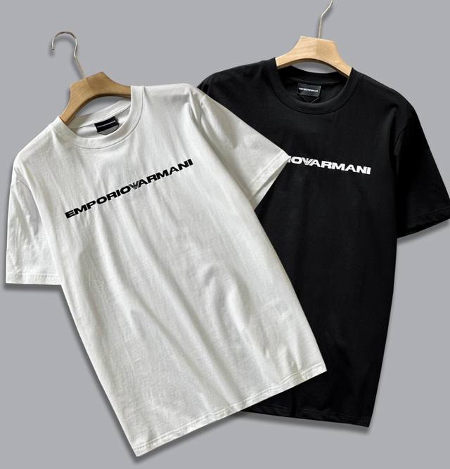 高品质 Armani 阿玛尼Ea7 2025春季新款男士经典基础款圆领T恤 高品质首选认准品质下单 经典百搭款 胸前时尚印花 拉架平纹精梭全棉220克洗水面料