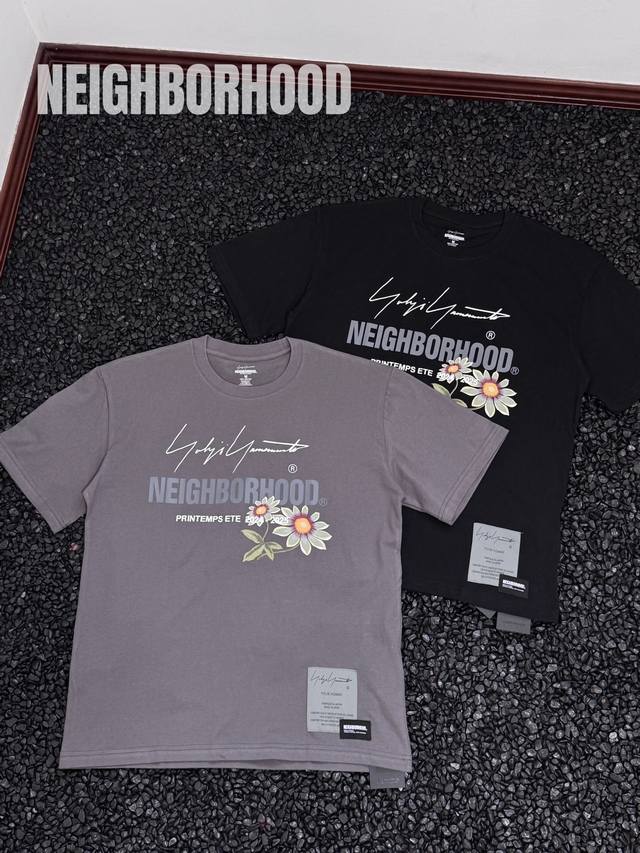 Yohji Yamamoto山本耀司 X Neighborhood Pour Homme Fw24 花卉字母印花舒适圆领短袖T恤 男女同款 小众精品 拒绝烂大街