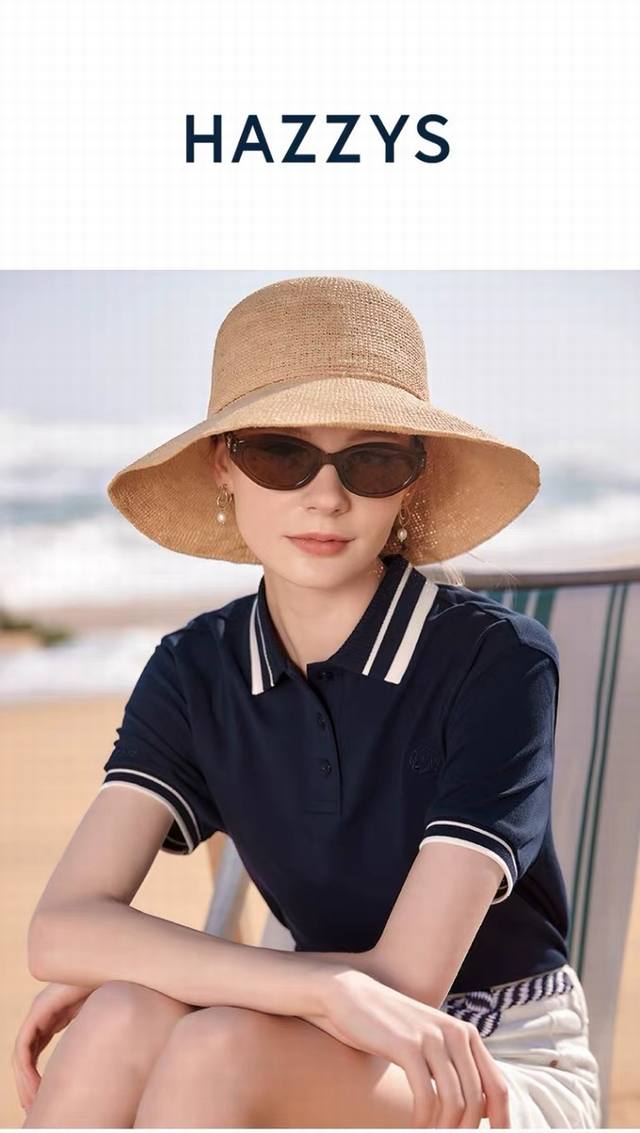 哈吉斯Hazzys夏季新款Polo衫，女士简约短袖，纯色双间色领Polo衫！品质超赞！和原单同样质量！ 这一款哈吉斯的Polo衫的品质是超级赞的，他的面料和原单