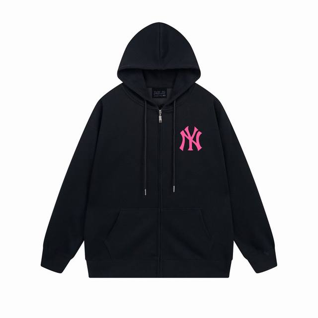 Mlb-Ny 韩国草莓熊系列连帽开衫外套 现货发售 男女同款 双层帽子 不起球不掉色 大毛圈落肩版型 二本针加持 拒绝变形 进口印花 透气度高 百洗不掉 毛圈：
