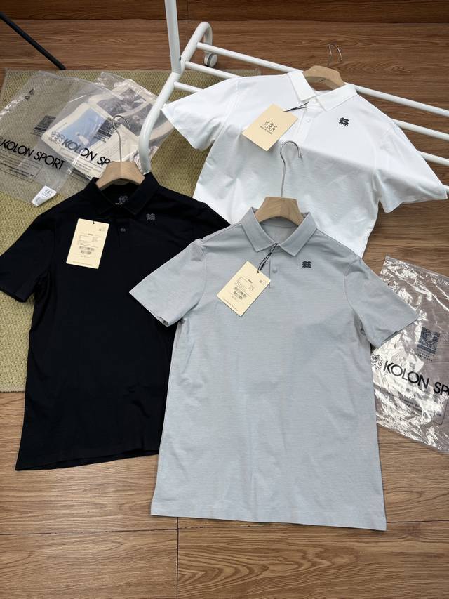 可隆三色全身压胶款Polo衫 硅胶立体标现货齐发Kolon Sport可隆Polo衫户外防晒50+压胶短袖系列 面料绝对市场独有 2025年可隆新款Seco空气