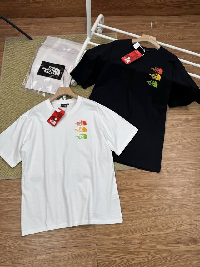 高品质，雪梨纸精包装 Thenorthface北面Ue男女全棉重磅印花Logo短袖T恤 北面夏季新品商务休闲正统字母彩色Logo透气舒适弹力圆领T恤，实打实的性
