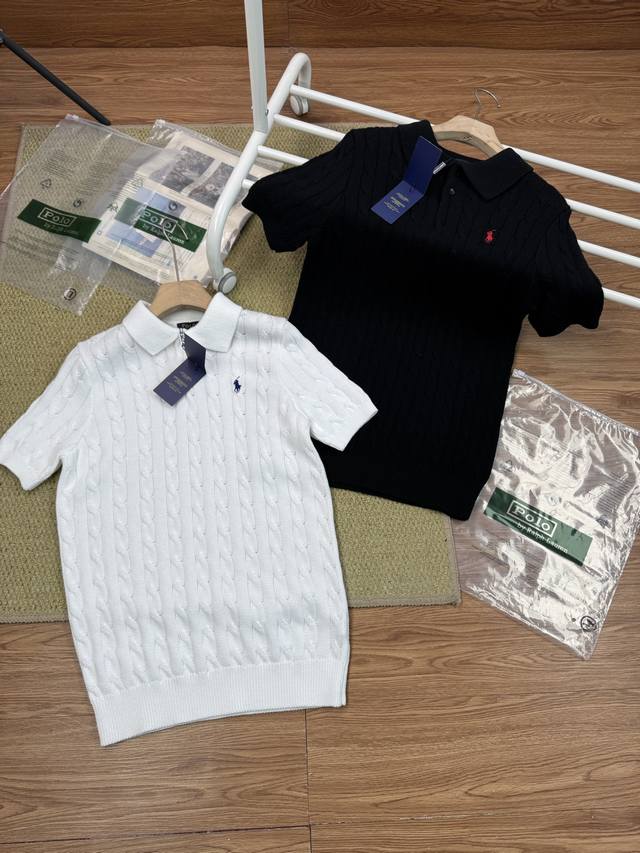 Ralph Lauren 拉夫劳伦 25年品质小马刺绣Polo绞花纹针织短袖 代购级订单 百分百纯棉材质 仅此一批 原版银线真标 二维码可扫～ 现货 现货 女神