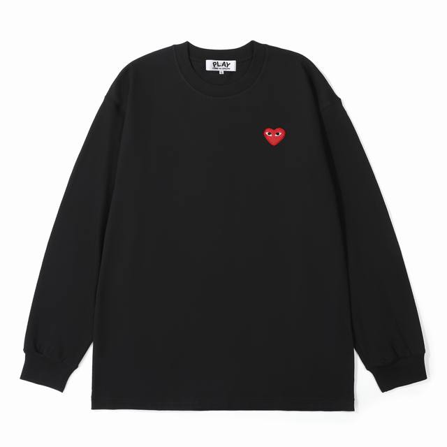 供 Cdg Play川久保玲经典爱心刺绣棉质长袖T恤 定制主标 辅料 水洗齐全 品牌精密刺绣标 甄选280克32支紧密纺双纱纯棉面料 质感厚实但是透气性良好 有
