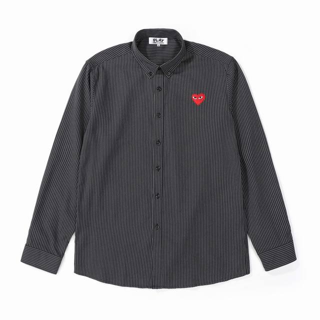 供 Cdg Play川久保玲爱心刺绣牛津纺条纹长袖衬衫 定制主标 辅料 水洗齐全 精密品牌刺绣标 四季百搭款 甄选新疆长绒棉 酵素水洗 亲肤舒适 随性时髦可搭配