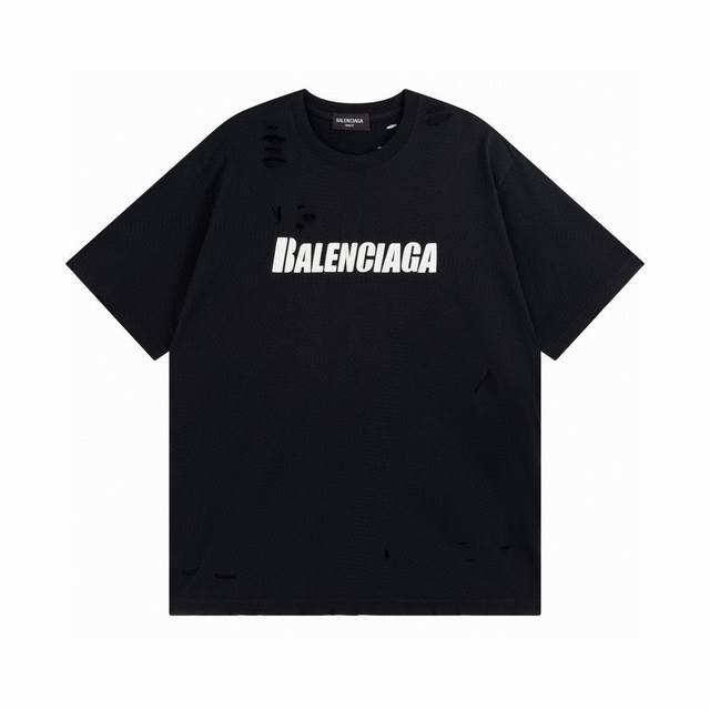 Balenciaga 巴黎世家2025 Ss 经典做旧破洞割烂印花短袖T恤 本市场No.1的质量 真正天花板品质 全部原版开发注意细节图 避免被盗图商家混发 正