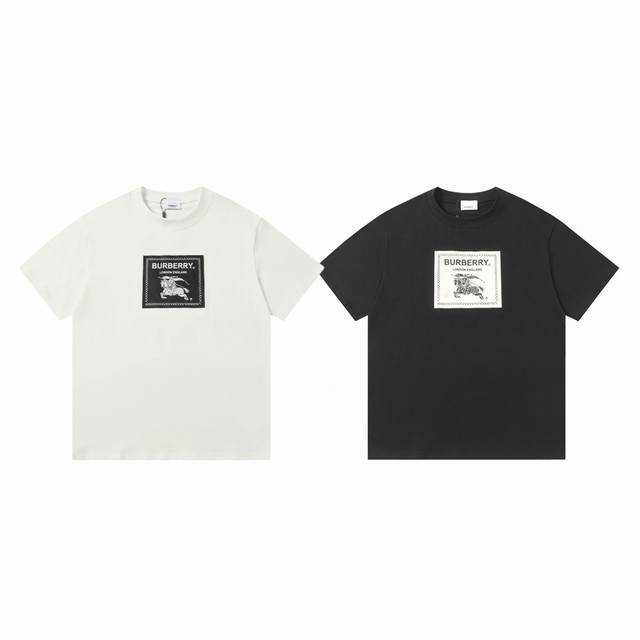 Burberry 巴宝莉 Bbr 经典方形战马印花Logo圆领情侣短袖T恤-顶级高端品质 Color：白色 黑色 Size：S M L Xl Number：25