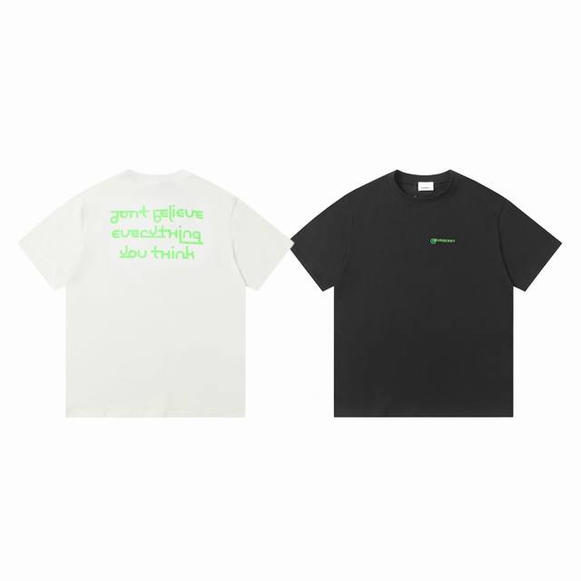 Burberry 巴宝莉 Bbr 25Ss荧光绿字母Logo立体印花圆领情侣短袖T恤-顶级高端品质 Color：白色 黑色 Size：S M L Xl Numb