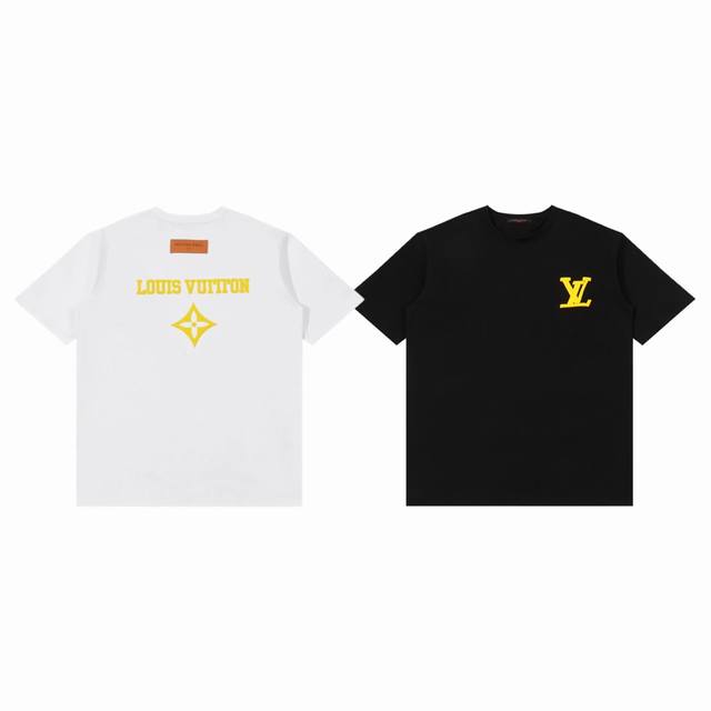 Louis Vuitton Lv 路易威登 秀场限定黄字母发泡印花情侣圆领短袖 T恤-顶级版本 Color：白色 黑色 Size：Xs S M L Number