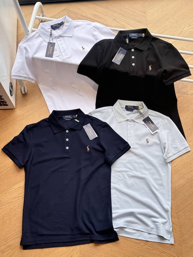 供 Ralph Lauren 拉夫劳伦 25春夏 彩色刺绣小标 网眼棉翻领短袖Polo衫 黑色 白色 浅蓝 藏青 M-Xxl 原版100% Polo网眼棉，成衣