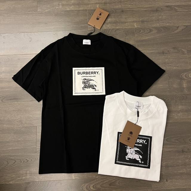 Burberry 巴宝莉 Bbr 经典方形战马印花Logo圆领情侣短袖T恤-顶级高端品质 Color：白色 黑色 Size：S M L Xl Number：25