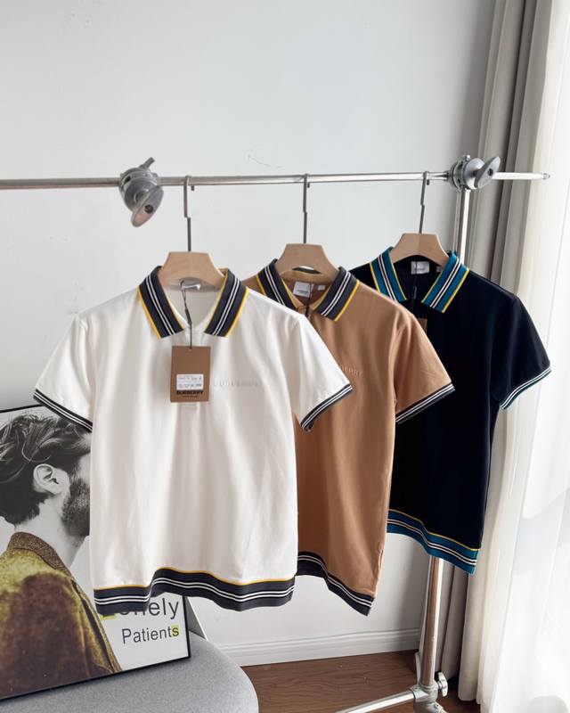 顶级复刻 Burberry 巴宝莉 25Ss 经典巴宝莉Logo刺绣短袖Polo衫 面料采用定制240G珠地棉面料，田岛刺绣机刺绣，非普通刺绣不跑线， 精选高档