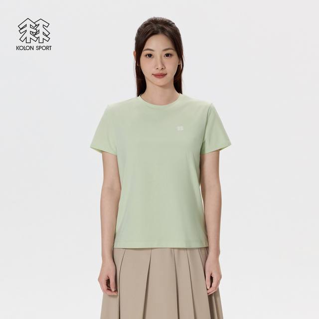 Kolon Sport可隆速干T女士恤Seco运动体恤夏季短装Upf80+防晒户外短袖 运动休闲户外吸湿T恤短袖，夏Upf90+防晒抗菌上衣.Kl后字母圆领体恤