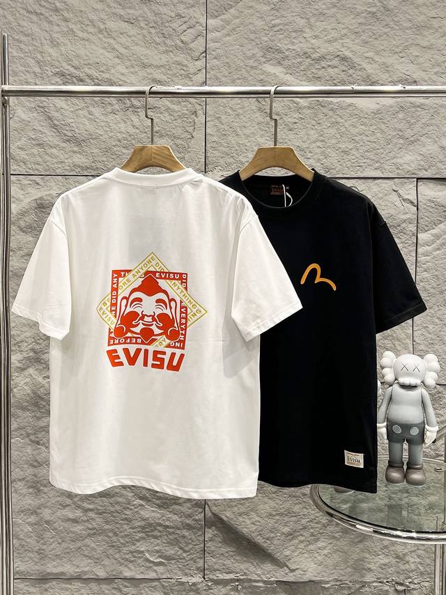 福神 带Nfc芯片识别高版本 Evisu 福神2025夏季新款印花休闲宽松情侣款 短袖T恤982 细节:版本一比一复刻，吊牌 领标 水洗 包装袋。水洗处有Nfc