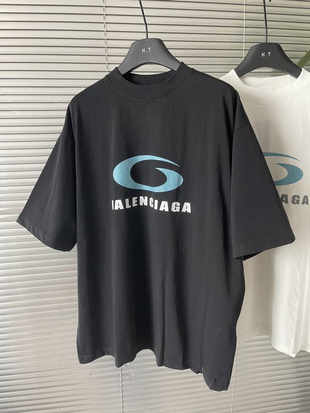 巴黎Blcg海浪环形印花短袖宽松阔版Os奢潮T恤情侣款男女高街半袖打底Tee 高版，注意区分市场通货 奢潮巴黎Blcg海浪印花短袖T恤 男女同款情侣关网新品休闲