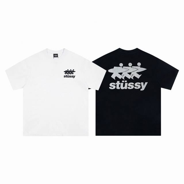 Stussy 斯图西 25Ss冲浪小人滑板印花短袖T恤男女同款情侣短袖T袖-市场最高品质 经典永远不会过时、人手必备款，250G纯棉精梳棉不起球不起毛，上手质感
