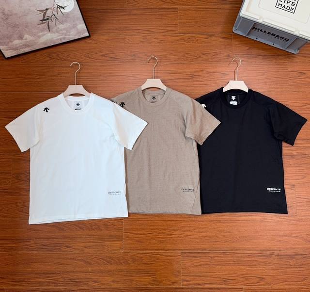 Descente 迪桑特25年夏季三色运动健身科技银离子面料Tough亲肤吸湿排汗短袖T恤上衣 迪桑特官网款圆领短T，经典系列之作，立体拼接裁剪,运动休闲必选