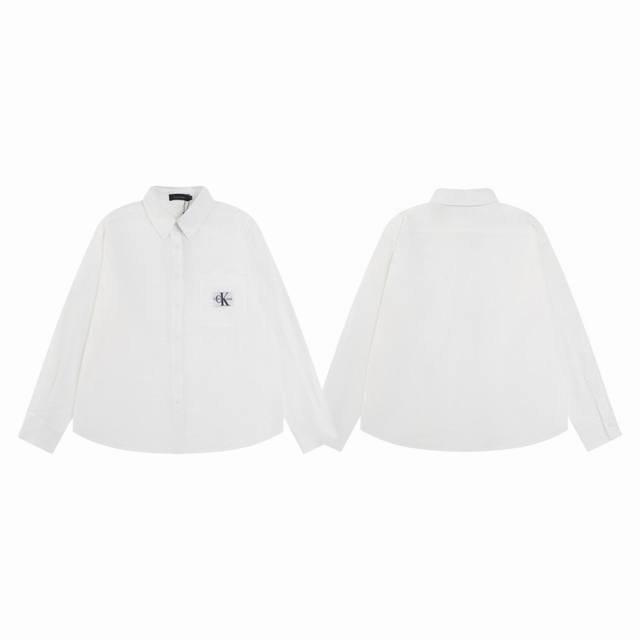 Calvin Klein Ck 经典小标贴布绣口袋情侣休闲长袖衬衫-原版代购品质 Color：白色 Size：S M L Xl Number ：25803 独家