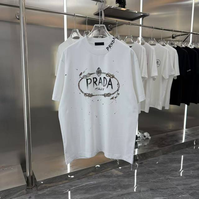 Pad 2025春夏新款 手绘圆领短袖Tee 实物很棒男女同款宽松版 尺码S M L Xl Xxl 五个码 黑色 白色